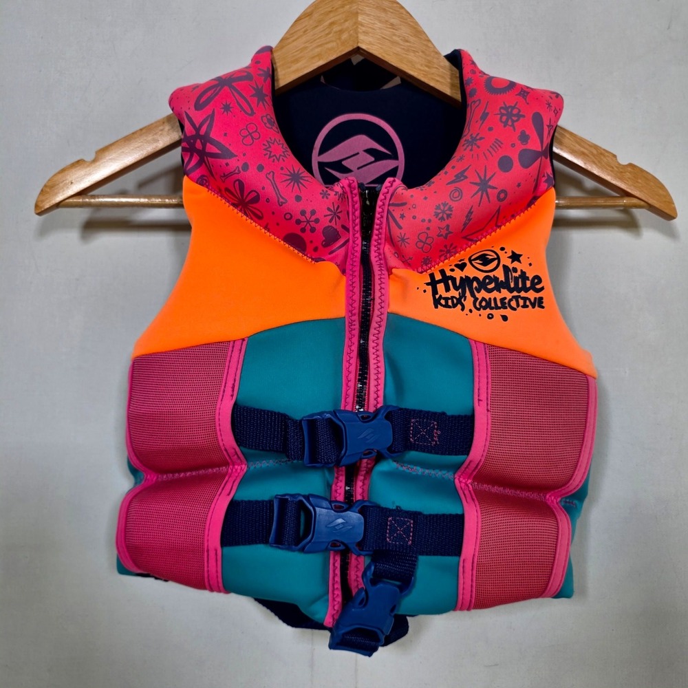 Hyperlite Life Vest Child 30-50 lbs Pink Orange Blue USCG Approved Wakeboard PFD